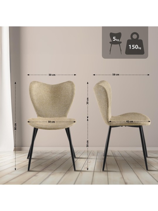 Eetkamerstoel Maika stof, taupe