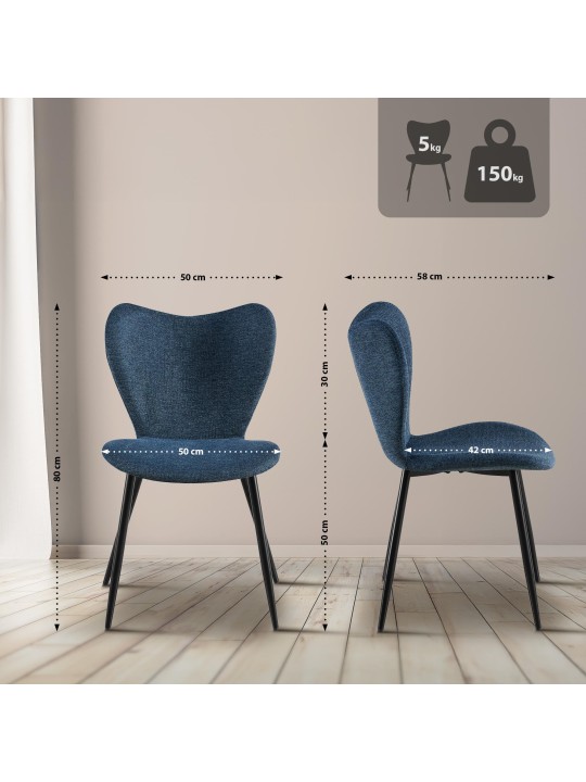 Eetkamerstoel Maika stof, blauw