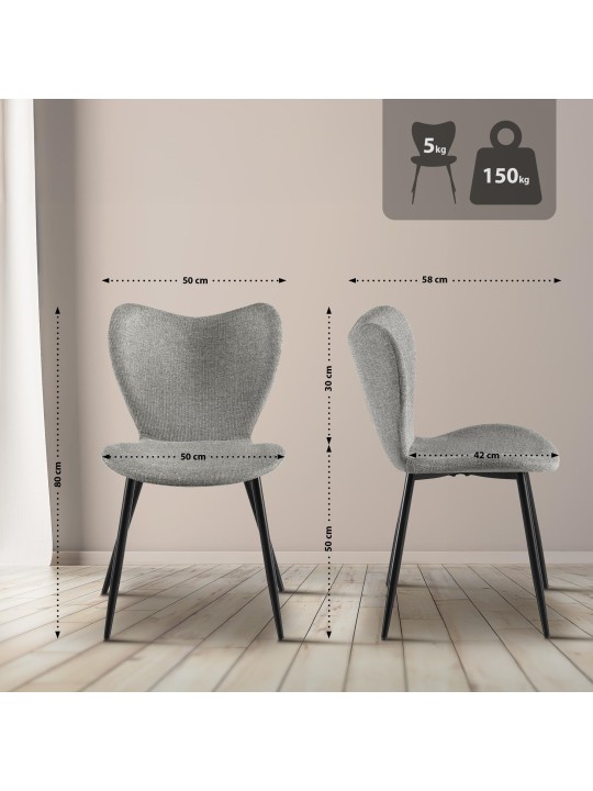 Eetkamerstoel Maika stof, grijs