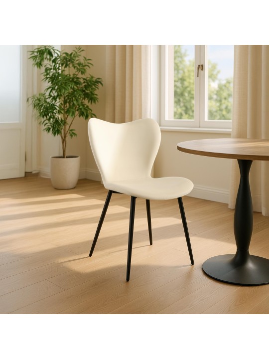 Eetkamerstoel Maika fluweel, crème