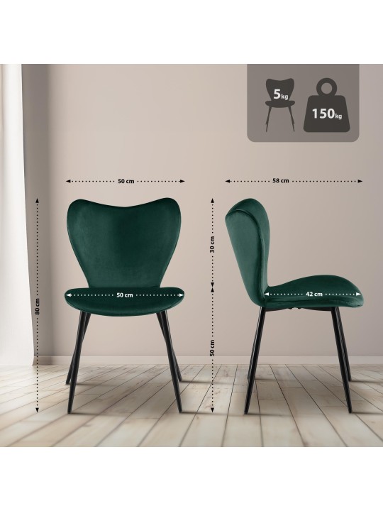 Eetkamerstoel Maika fluweel, groen