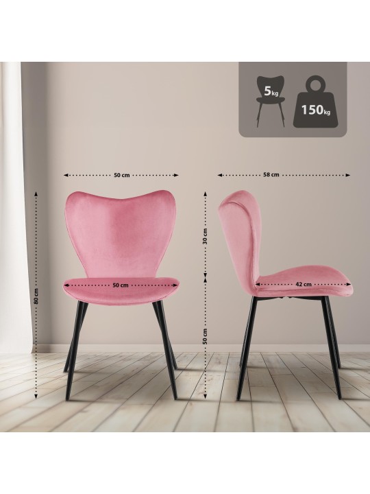 Eetkamerstoel Maika fluweel, roze Eetkamerstoel Maika fluweel, roze