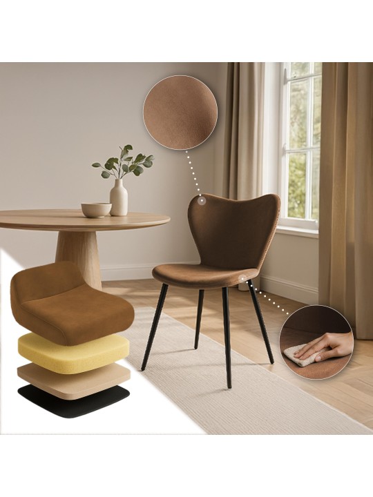 Eetkamerstoel Maika fluweel, bruin