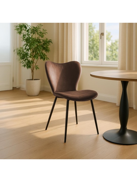 Eetkamerstoel Maika fluweel, bruin
