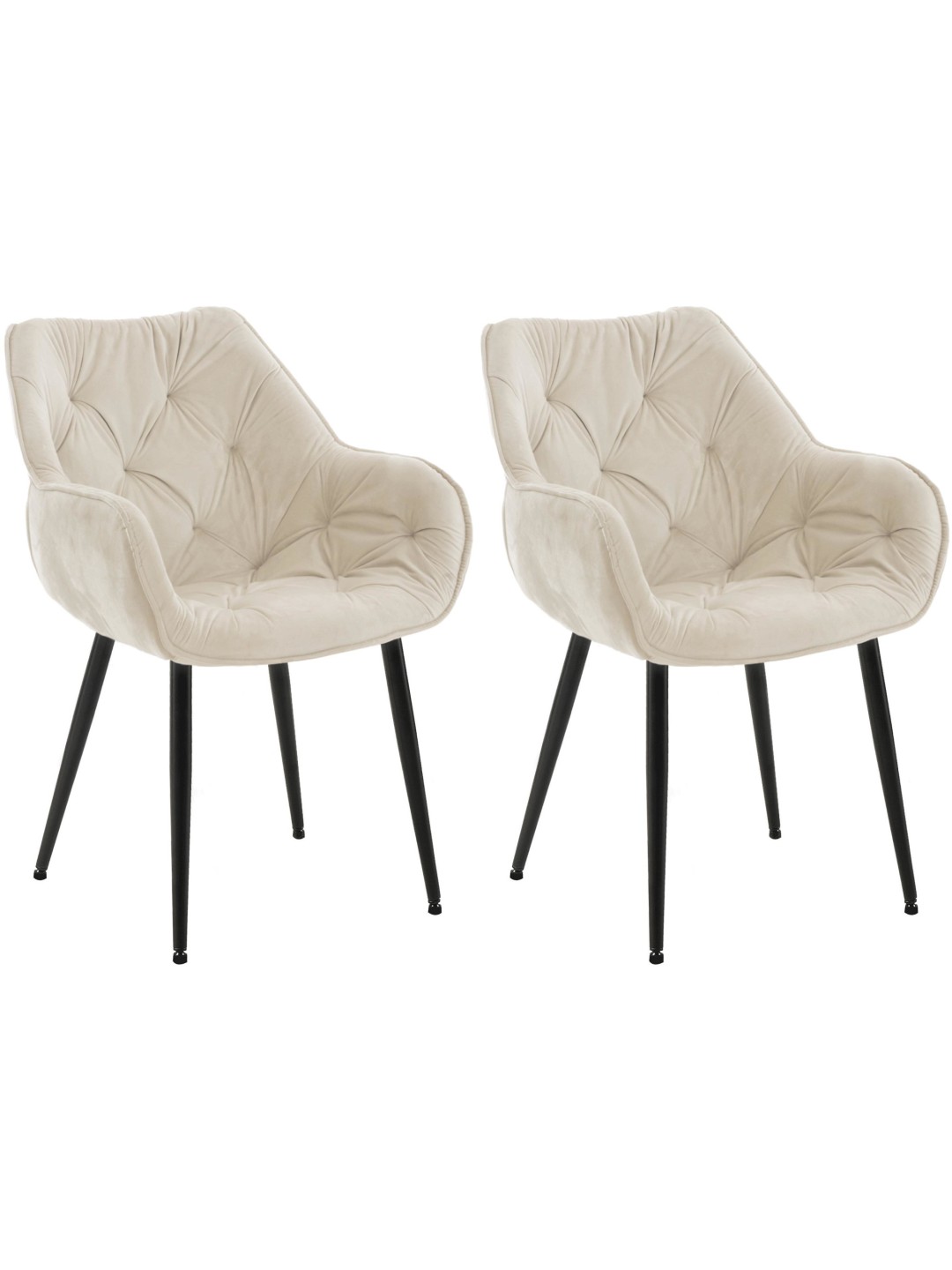 Set van 2 stoelen Tanna fluweel, crème
