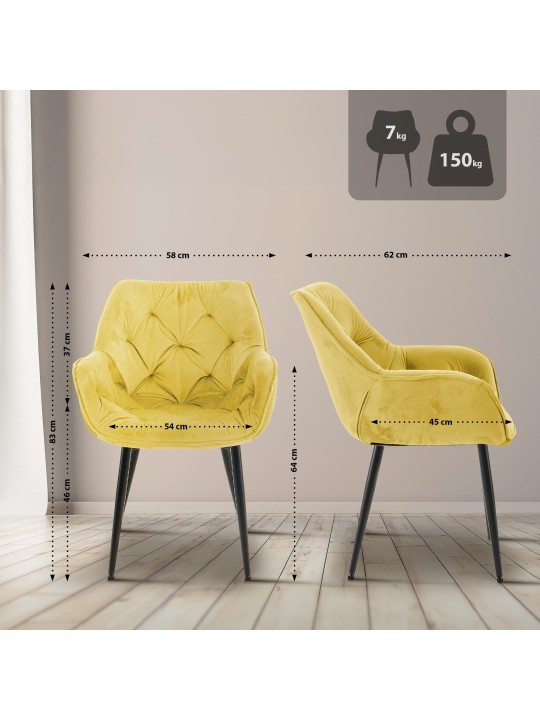 Set van 2 stoelen Tanna fluweel, geel Set van 2 stoelen Tanna fluweel, geel