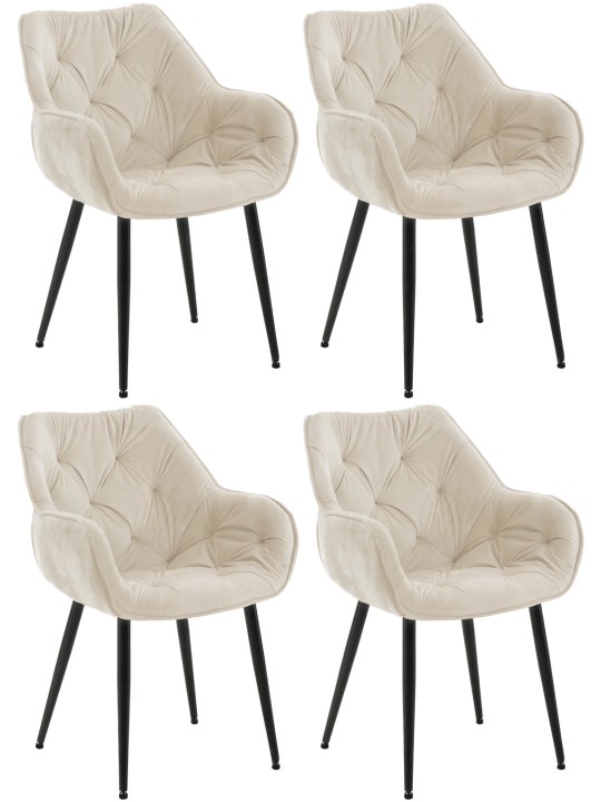 Set van 4 stoelen Tanna fluweel, crème Set van 4 stoelen Tanna fluweel, crème