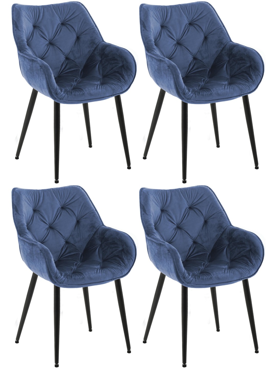 Set van 4 stoelen Tanna fluweel, blauw