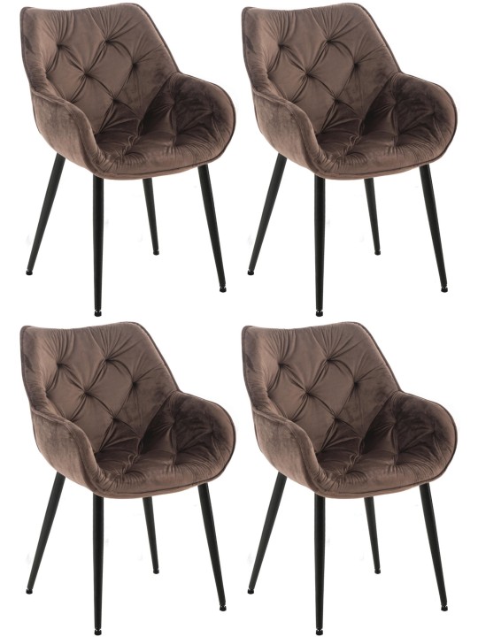 Set van 4 stoelen Tanna fluweel, bruin