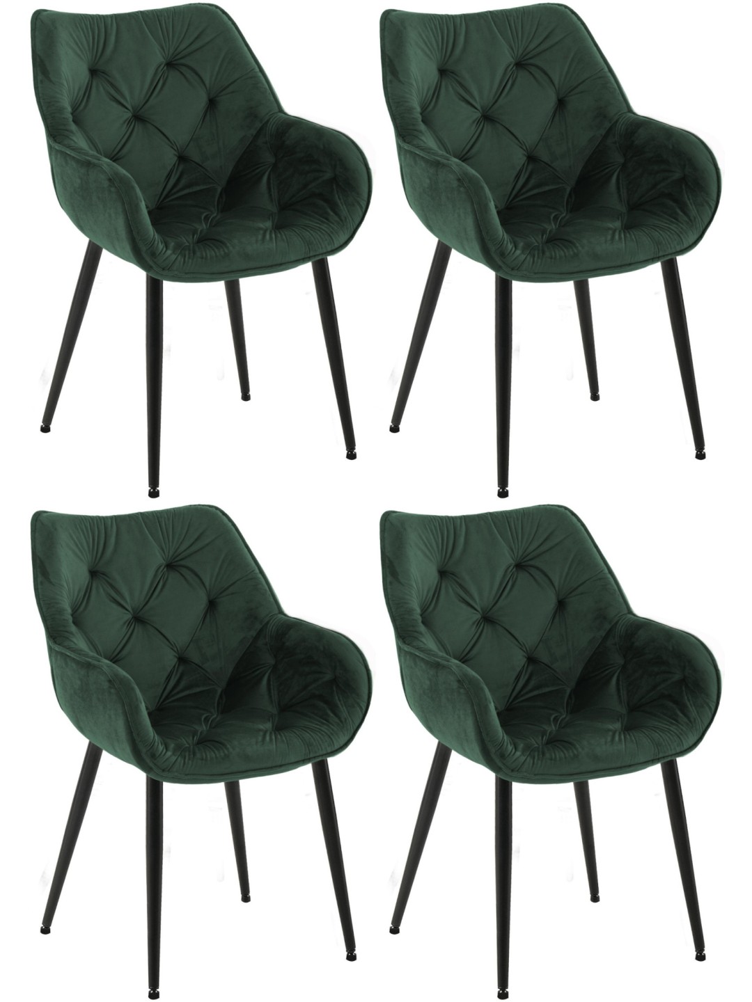 Set van 4 stoelen Tanna fluweel, groen