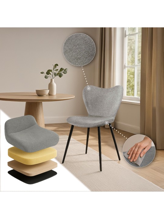 Eetkamerstoel Maika stof, grijs