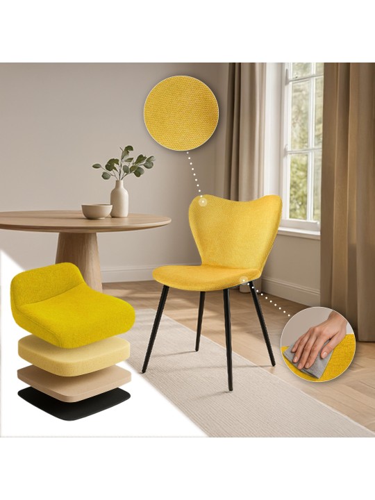 Eetkamerstoel Maika stof, geel