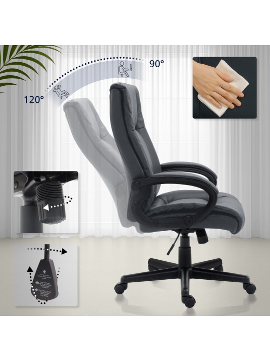 Bureaustoel XL Sparta kunstleer, grijs