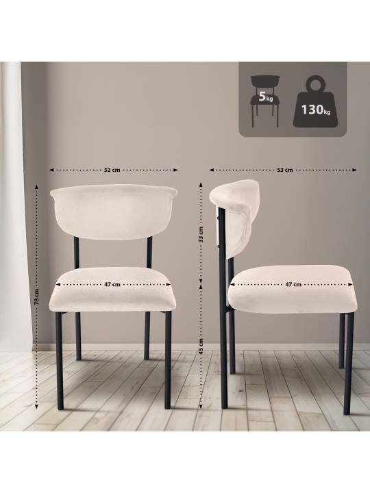 Set van 2 bezoekersstoelen Gambell fluweel, crème Set van 2 bezoekersstoelen Gambell fluweel, crème