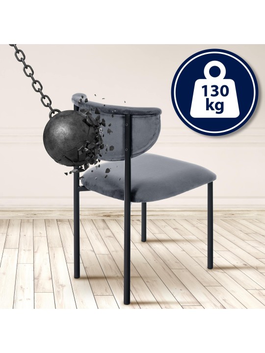 Set van 2 bezoekersstoelen Gambell fluweel, donkergrijs Set van 2 bezoekersstoelen Gambell fluweel, donkergrijs