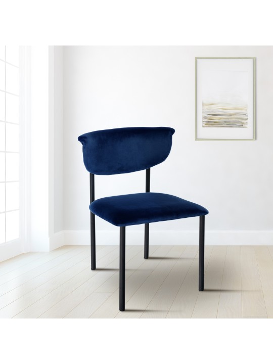 Set van 2 bezoekersstoelen Gambell fluweel, donkerblauw Set van 2 bezoekersstoelen Gambell fluweel, donkerblauw