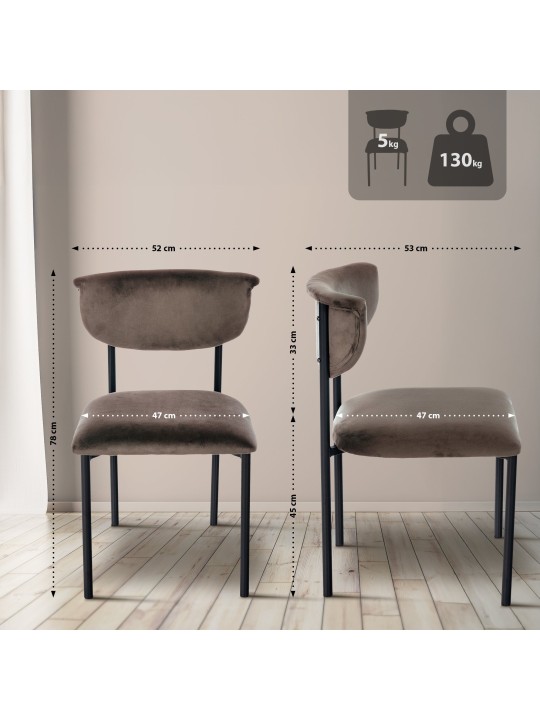 Set van 2 bezoekersstoelen Gambell fluweel, bruin Set van 2 bezoekersstoelen Gambell fluweel, bruin