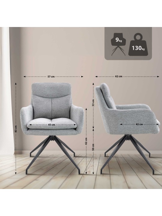 Eetkamerstoel Somers stof, lichtgrijs