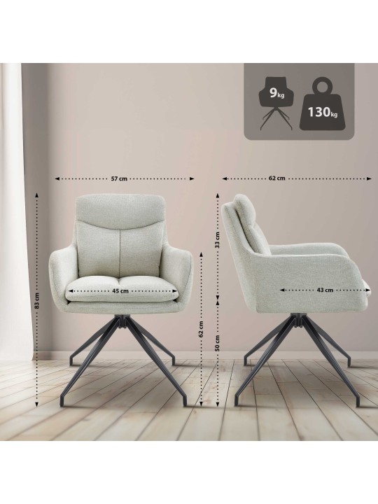 Set van 2 eetkamerstoelen Somers stof, crème