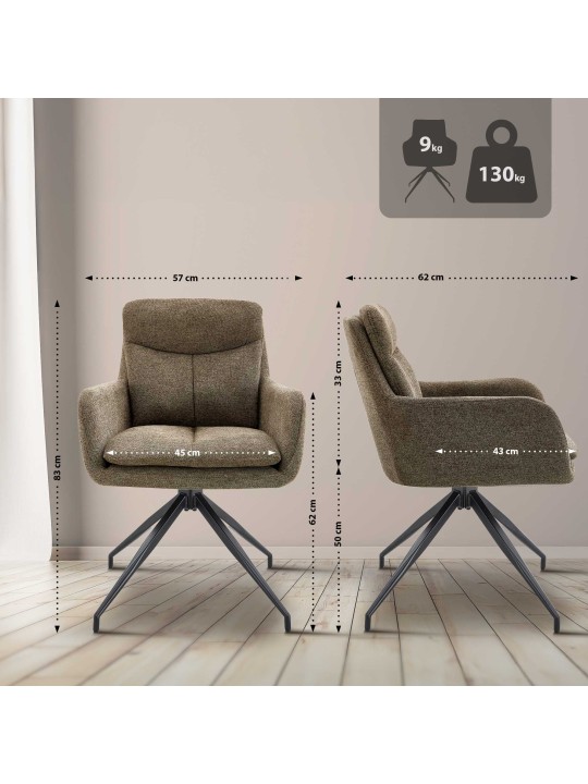 Set van 2 eetkamerstoelen Somers stof, bruin