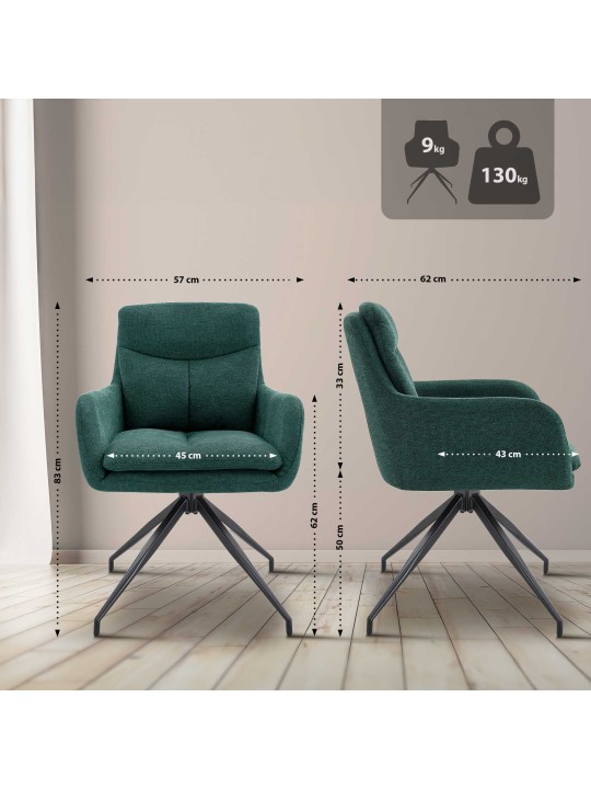 Set van 2 eetkamerstoelen Somers stof, groen