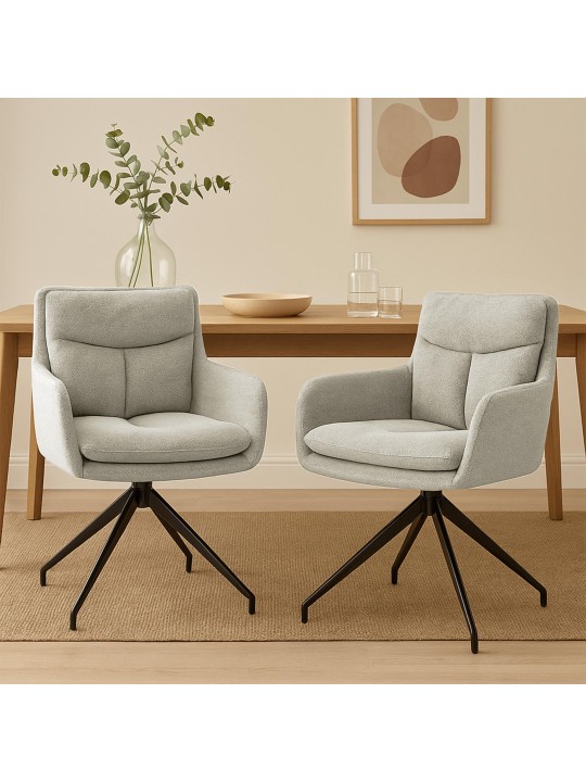 Set van 2 eetkamerstoelen Somers stof, crème