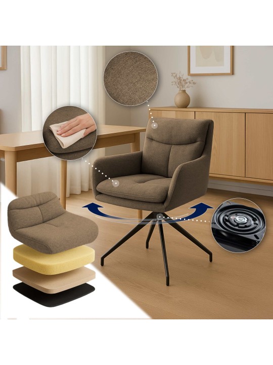 Set van 2 eetkamerstoelen Somers stof, bruin