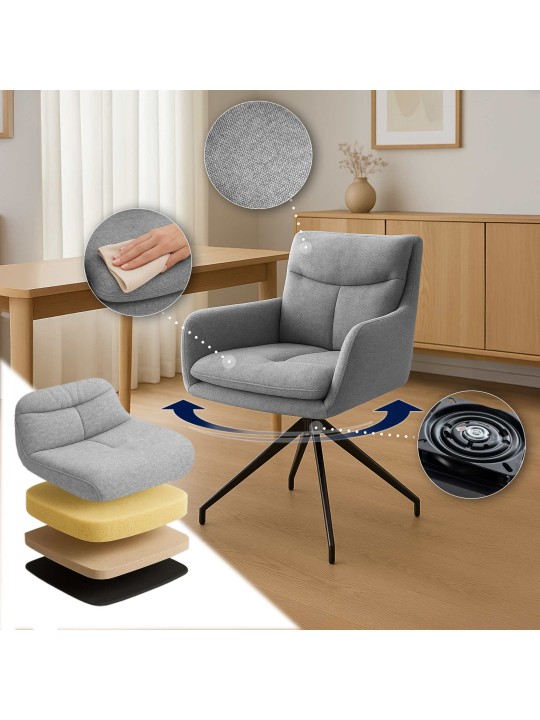 Set van 2 eetkamerstoelen Somers stof, lichtgrijs