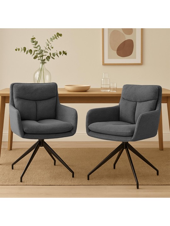 Set van 2 eetkamerstoelen Somers stof, donkergrijs