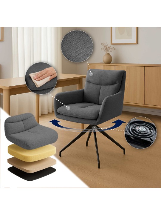 Set van 2 eetkamerstoelen Somers stof, donkergrijs