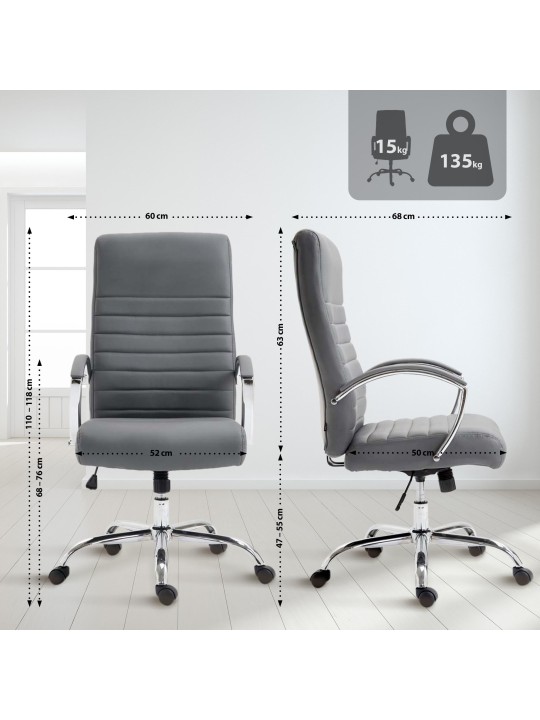 Bureaustoel Wallis kunstleer, grijs