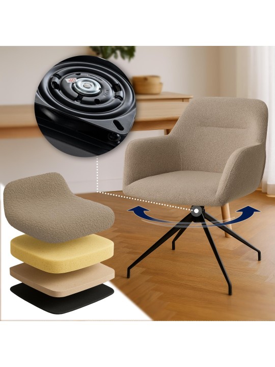 Eetkamerstoel Merlinda stof Teddy, taupe