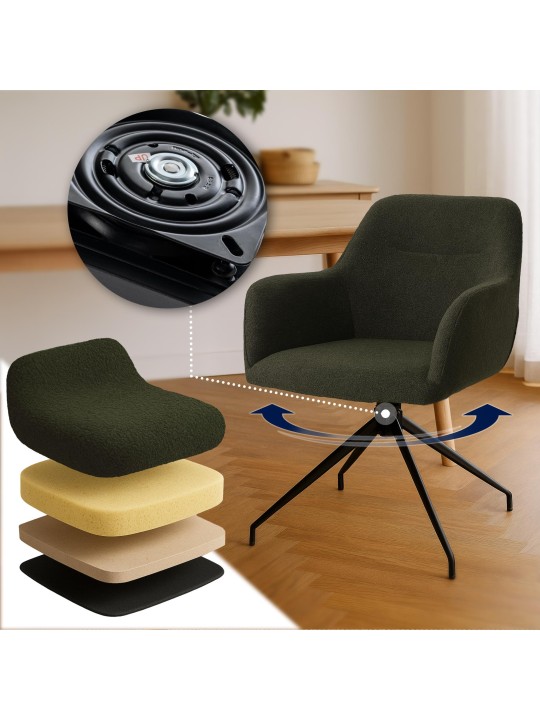 Eetkamerstoel Merlinda stof Teddy, donkergroen