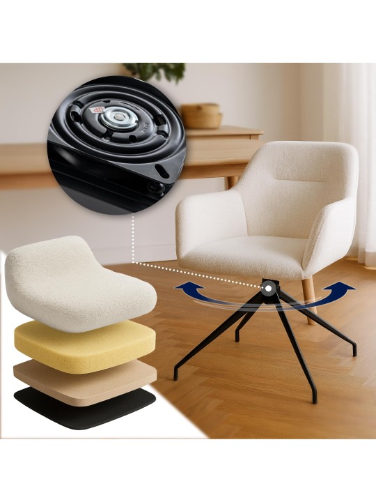 Eetkamerstoel Merlinda stof Teddy, crème