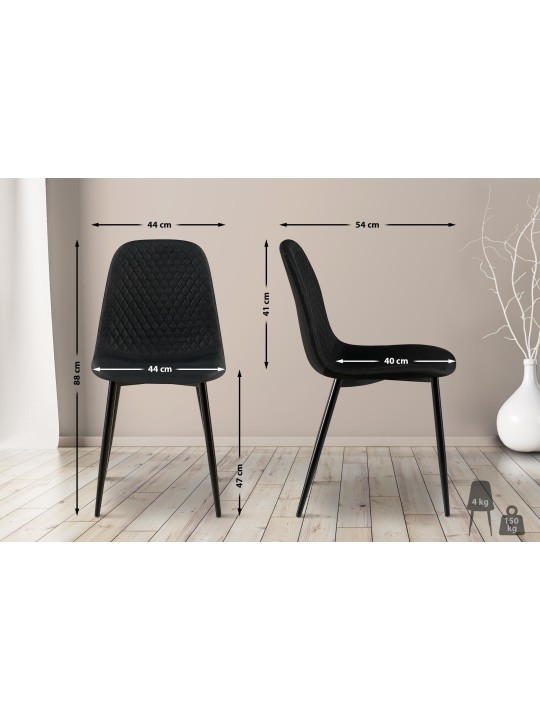 Set van 4 stoelen Giverny stof, zwart