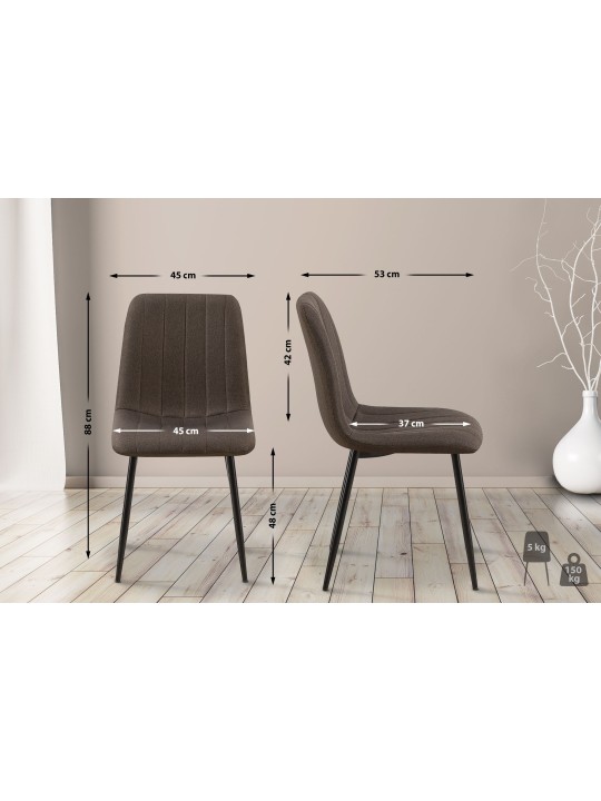 Set van 4 stoelen Dijon stof, bruin