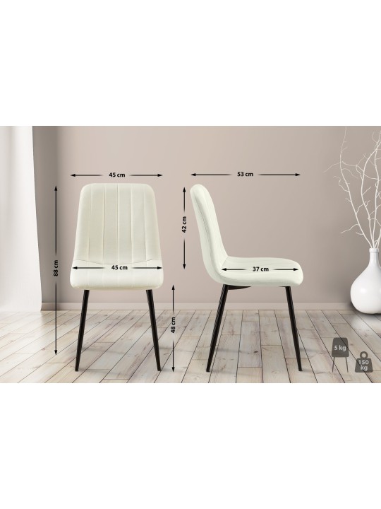Set van 4 stoelen Dijon stof, crème