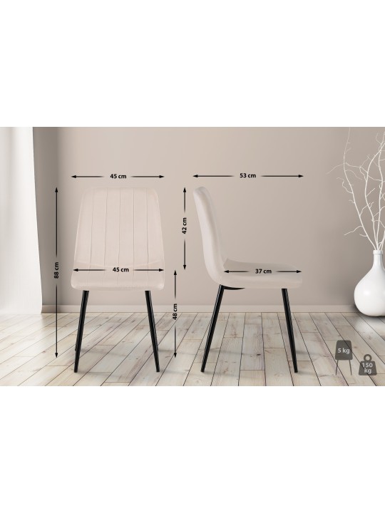 Set van 4 stoelen Dijon fluweel, crème Set van 4 stoelen Dijon fluweel, crème