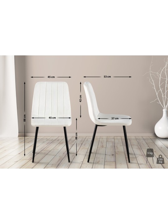 Set van 4 stoelen Dijon fluweel, crèmewit Set van 4 stoelen Dijon fluweel, crèmewit