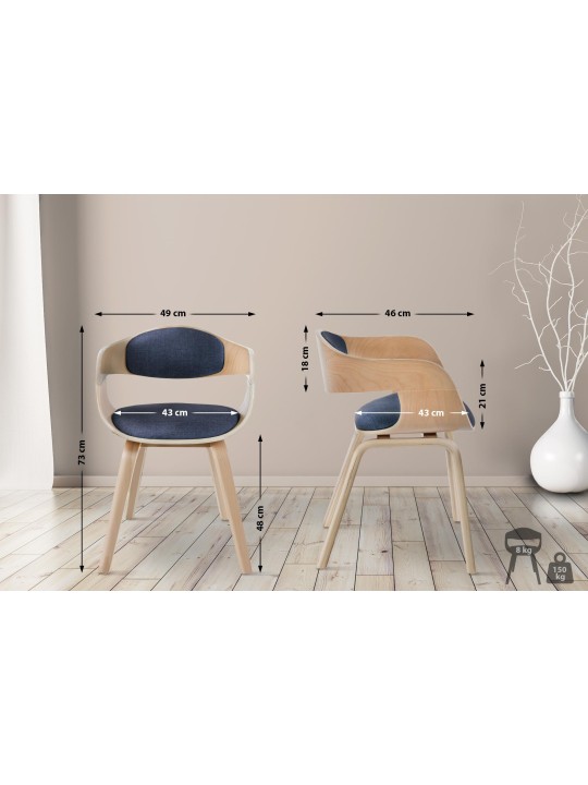 Set van 2 stoelen Kingston stof, naturel/blauw