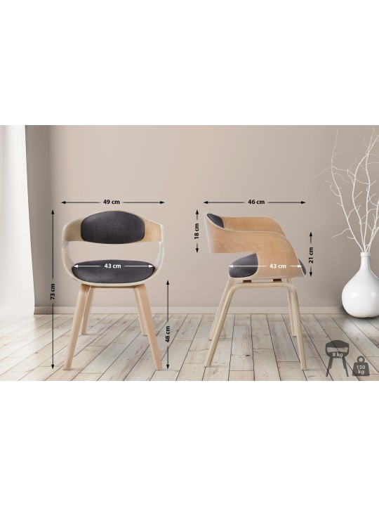 Set van 2 stoelen Kingston stof, naturel/lichtgrijs