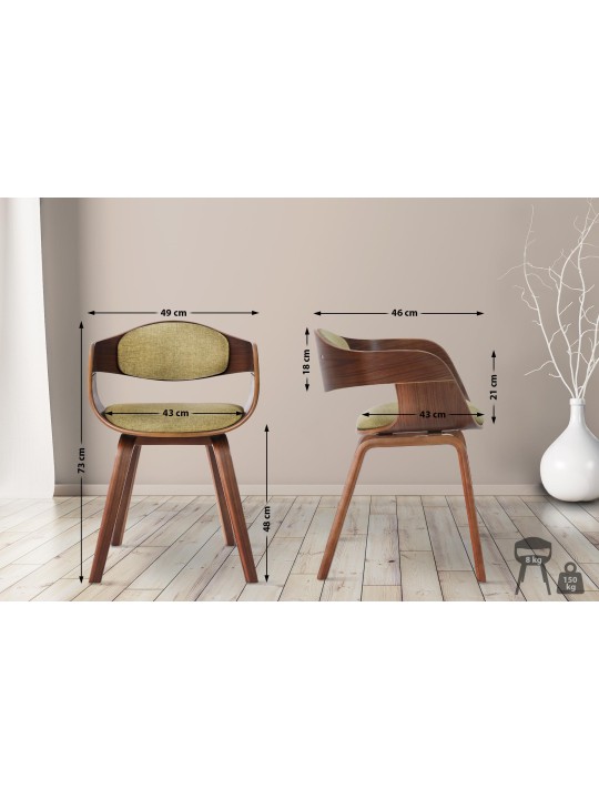 Set van 2 stoelen Kingston stof, walnoot/lichtgroen Set van 2 stoelen Kingston stof, walnoot/lichtgroen