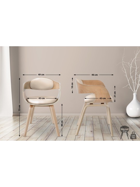 Set van 2 stoelen Kingston kunstleer, naturel/crème Set van 2 stoelen Kingston kunstleer, naturel/crème