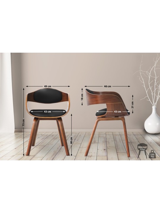 Set van 2 stoelen Kingston kunstleer, walnoot/zwart Set van 2 stoelen Kingston kunstleer, walnoot/zwart