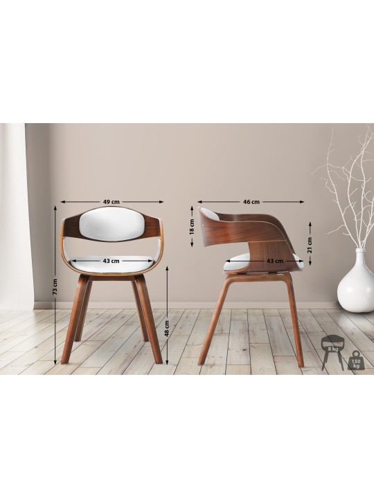Set van 2 stoelen Kingston kunstleer, walnoot/wit Set van 2 stoelen Kingston kunstleer, walnoot/wit