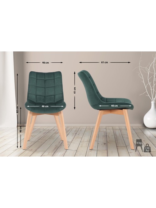 Set van 2 eetkamerstoelen Passaic fluweel, groen