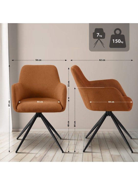 Olema Cord eetkamerstoel, oranje