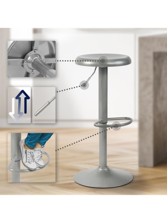 Set van 2 barkrukken Williston, zilver