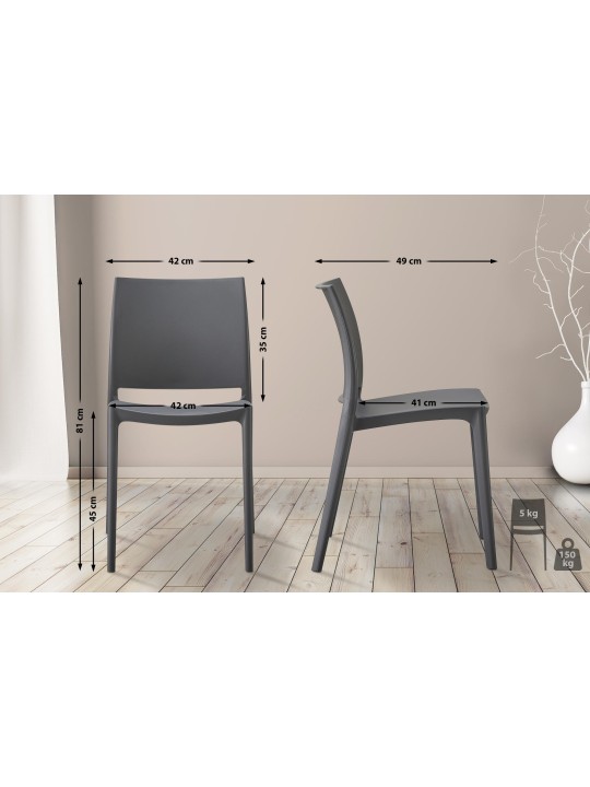 Set van 2 stoelen Meton, donkergrijs Set van 2 stoelen Meton, donkergrijs