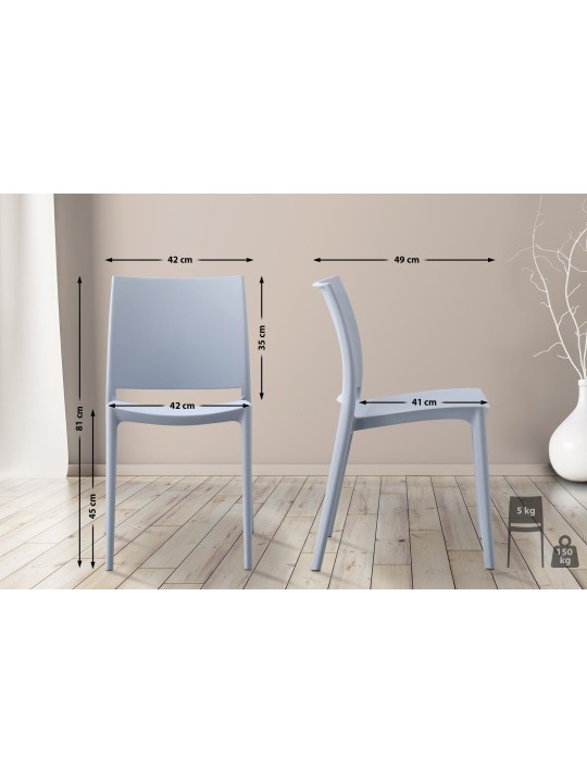 Set van 2 stoelen Meton, lichtgrijs